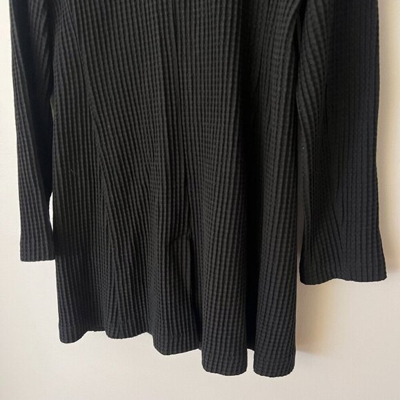 Eileen Fisher Tencel Waffle Knit Stand Collar Black Jacket Women's Size Medium - Picture 10 of 11